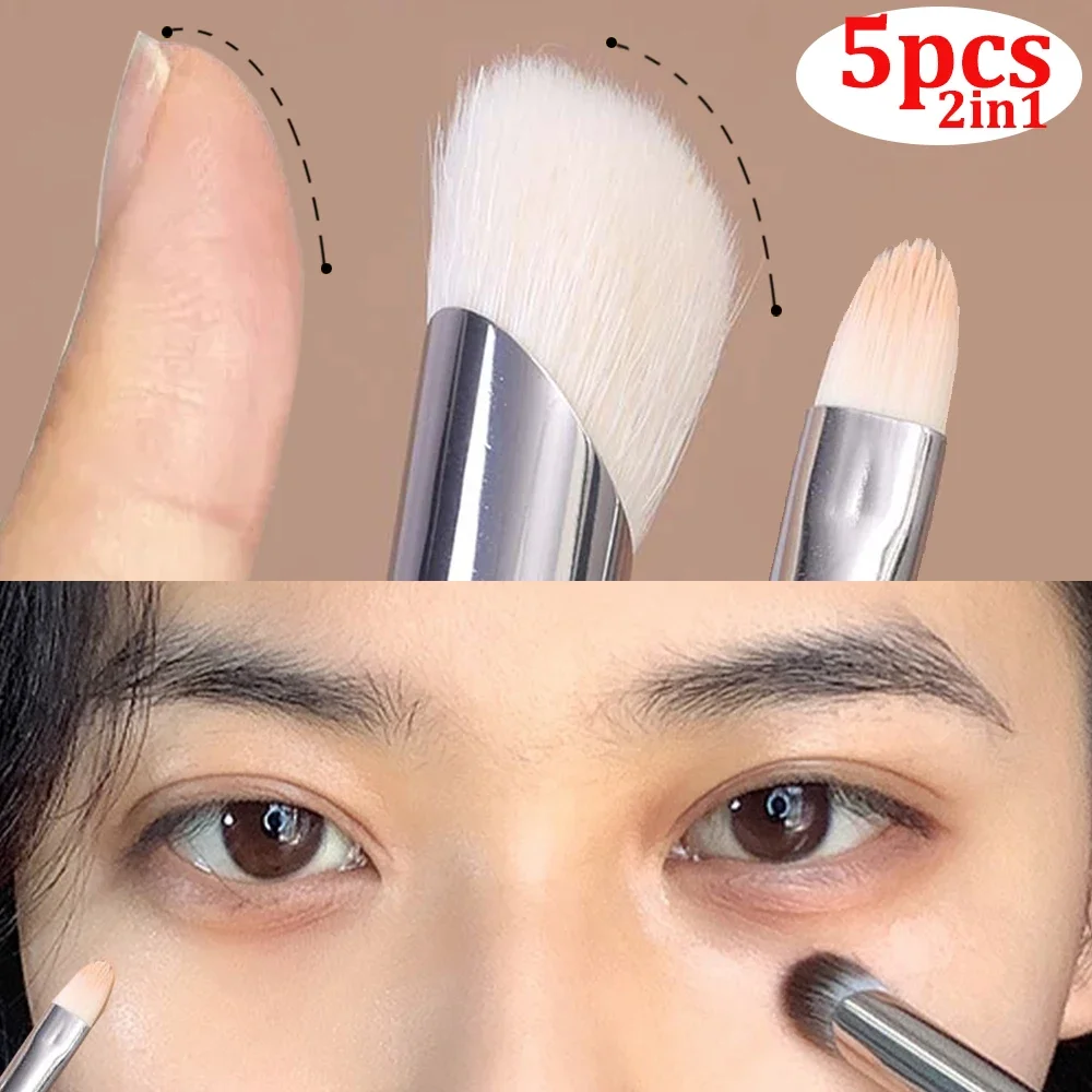 Dual-end Finger-tip Concealer Blending Brush 2in1 Soft Smooth Under Eye Dense Face Makeup Brushes Multi-Function Detail Brush