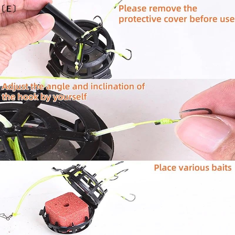 

Квадратная рыболовная кормушка на 6 крючков с защитой от запутывания, из углеродистой стали, с оснасткой для лески и грузилом, пружинная кормушка для наживки