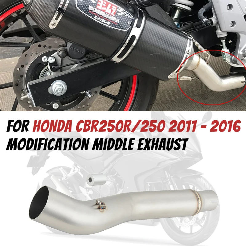 

For HONDA CBR250R CBR 250 CBR250 R 2011-2016 Motorcycle Modify Middle Link Pipe Without Catalyst Exhaust Escape 51MM Miuffler