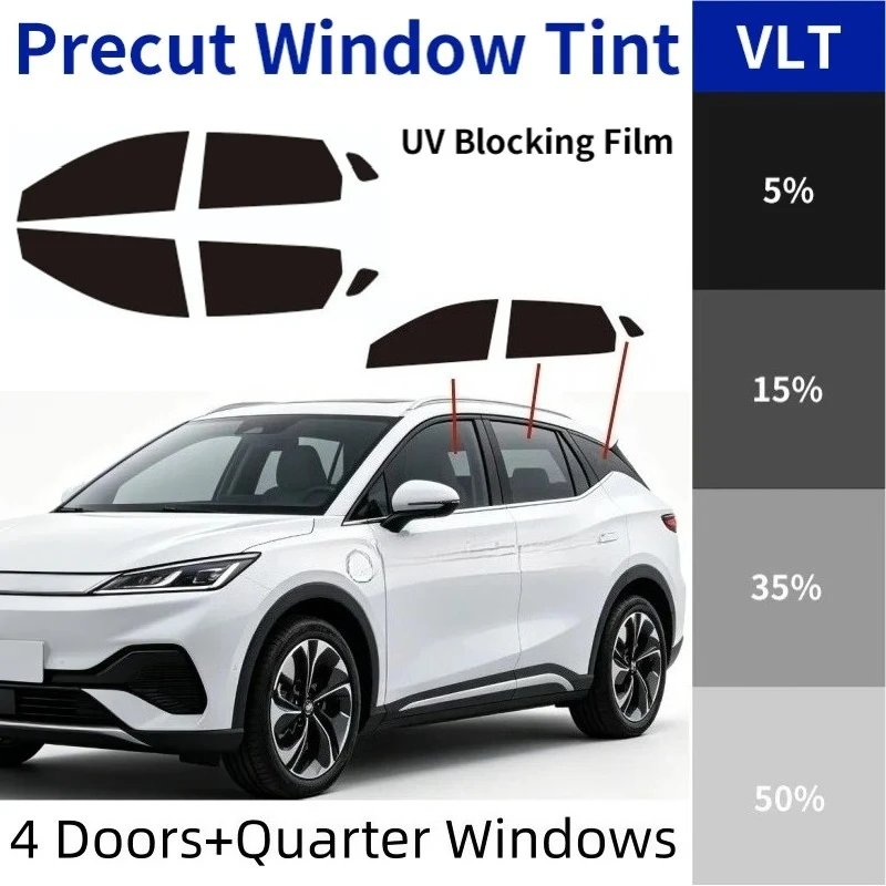 byd-atto-3-ev-suv-2022-2026用プレカットナノセラミックウィンドウティント、4ドア-クォーターウィンドウ、uv・ir熱遮断プライバシーpetフィルム
