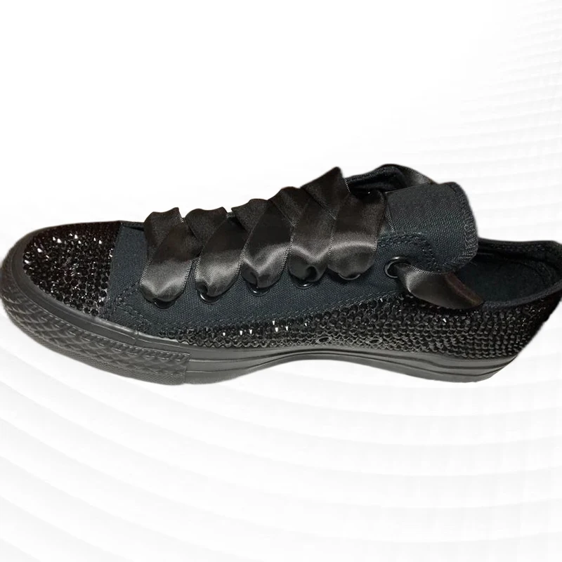 Fashion new all black rhinestone design sense canvas shoes popular comfortable leisure leisure board