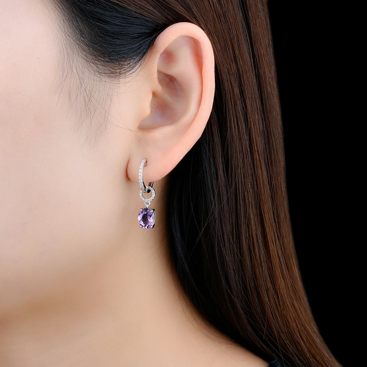 Natural Amethyst Sterling Silver Drop Earrings 3.4 Carats Genuine Purple Amethyst Colorful Gemstones Women Classic Jewelrys