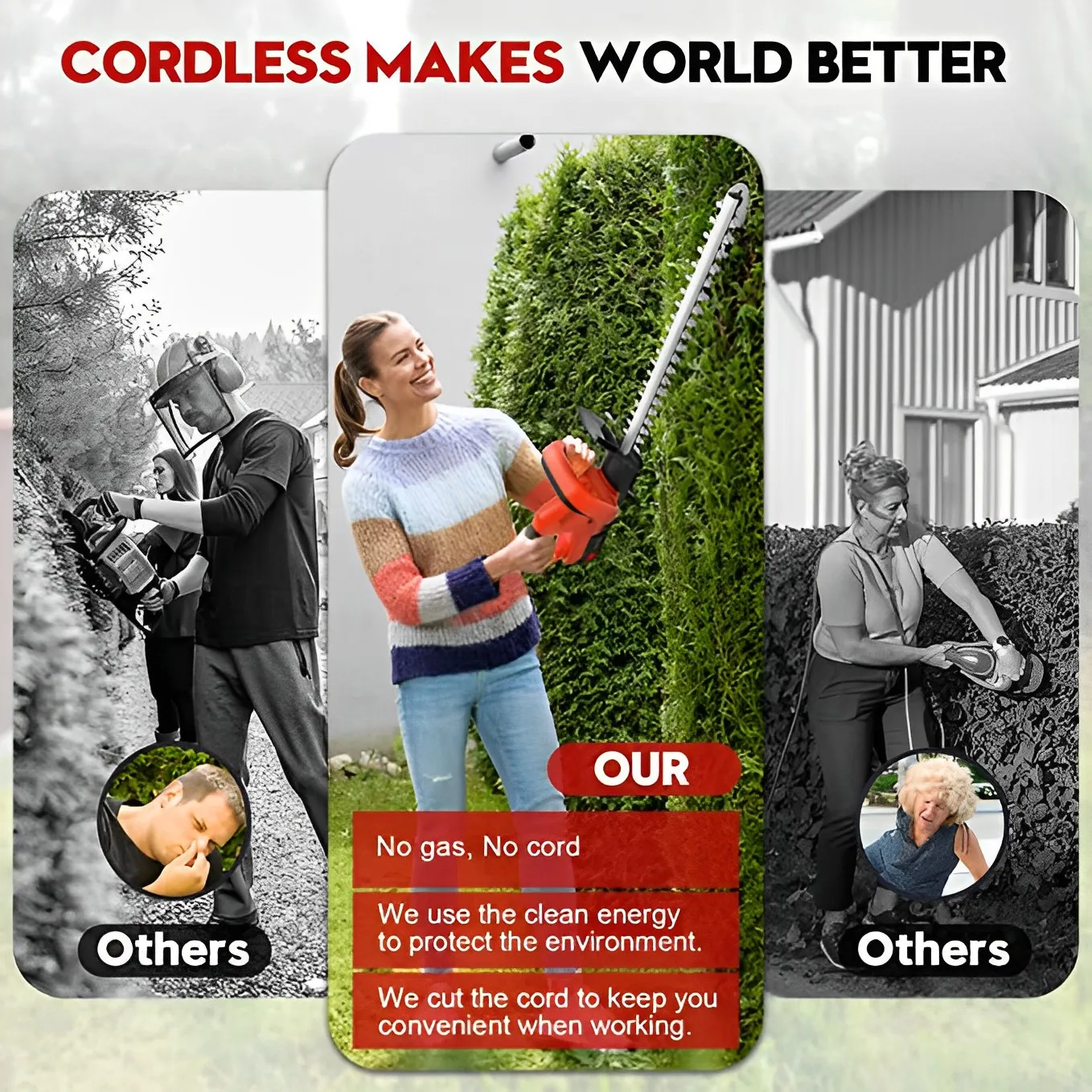 Cordless Hedge Trimmer 22 inch 21V 500W Hedge Trimmer with Dual Action Blade 3/5\