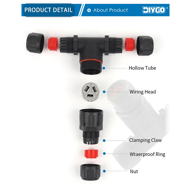IP68 I/T Shape Waterproof Connector 2/3/5 Pin Wire Connectors Quick Screw Connect Push-in Terminals Electric Junction Box DIY GO