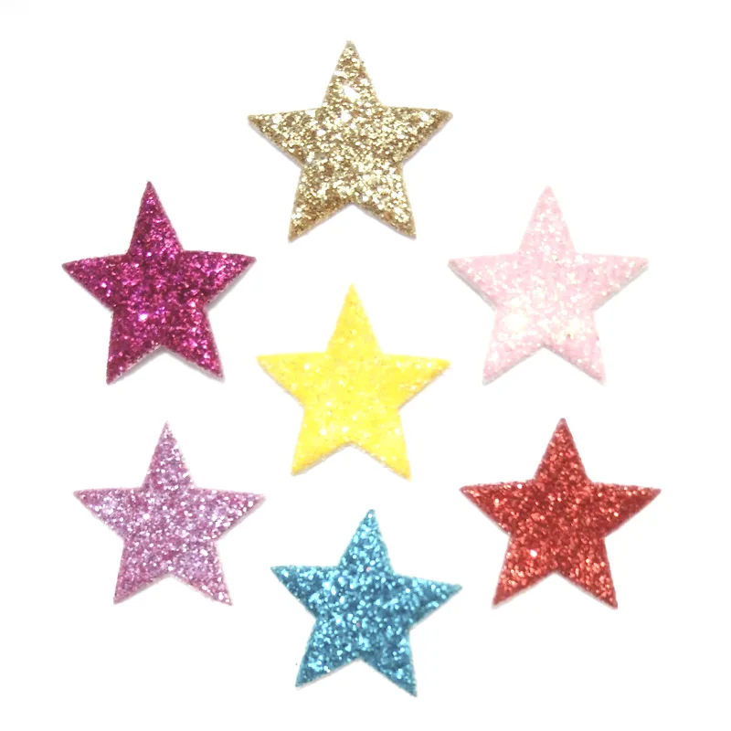 100Pcs 20mm Mixed Colors Padded Glitter Leather Star Appliques/Scrapbooking Craft Card Making Crafts Ornament Accessories