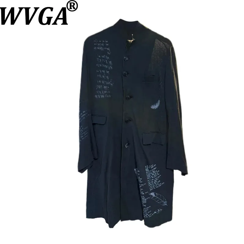 

Мужская демисезонная куртка WVGA с принтом перьев, модная, с длинным рукавом, в стиле кэжуал, с отложным воротником, модель W21347