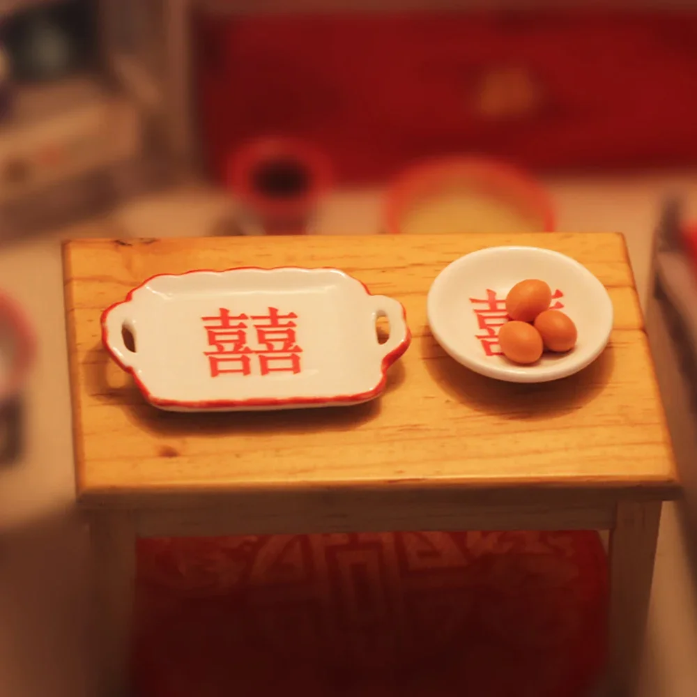 1 قطعة 1/12 دمية اكسسوارات مصغرة السيراميك صينية طعام طبق عشاء صينية فواكه صغيرة نموذج ل دمية ديكورات منزلية OB11 #5