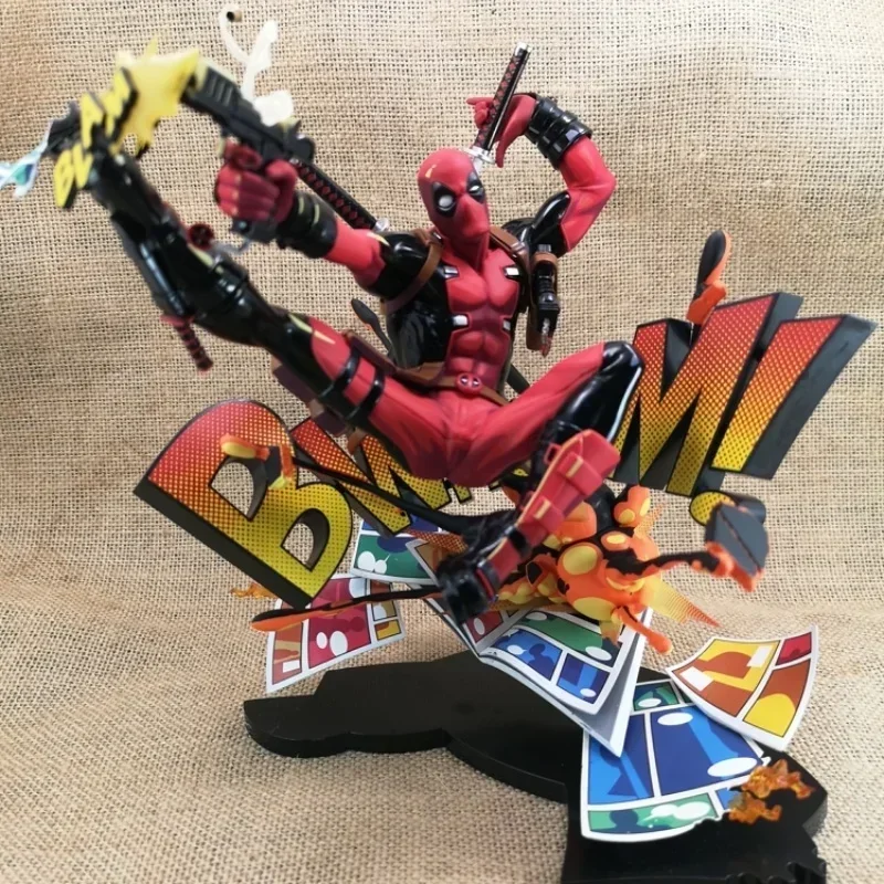 

24/26cm Deadpool Anime Figure Breaking The Fourth Wall Iron Man Pvc Figurine Collectible Computer Case Ornament Model Toy Gifts