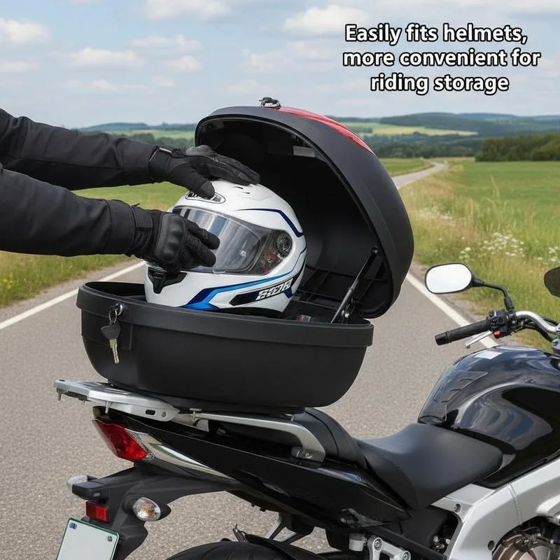 Topcase moto 36L pour casque, coffre de rangement arrière, porte-casque, conteneur de transport pour moto