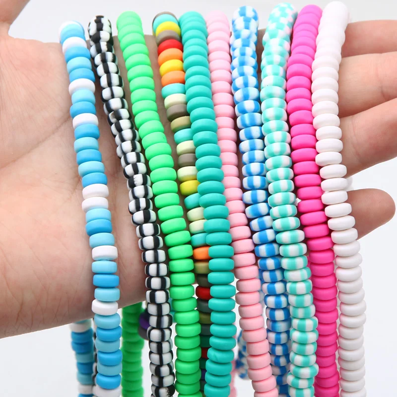 110 stücke/Streifen 3x7mm Abakus Spacer Perlen Polymer Clay Perlen Armband lose Perlen für Schmuck herstellung DIY Halskette Zubehör