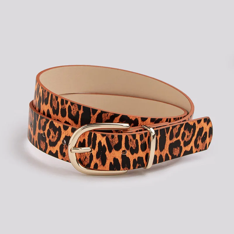 Simple Versatile Y2K Candy Color Leopard Print Flat Belt for Women, Fashion Ladies Waist Belt