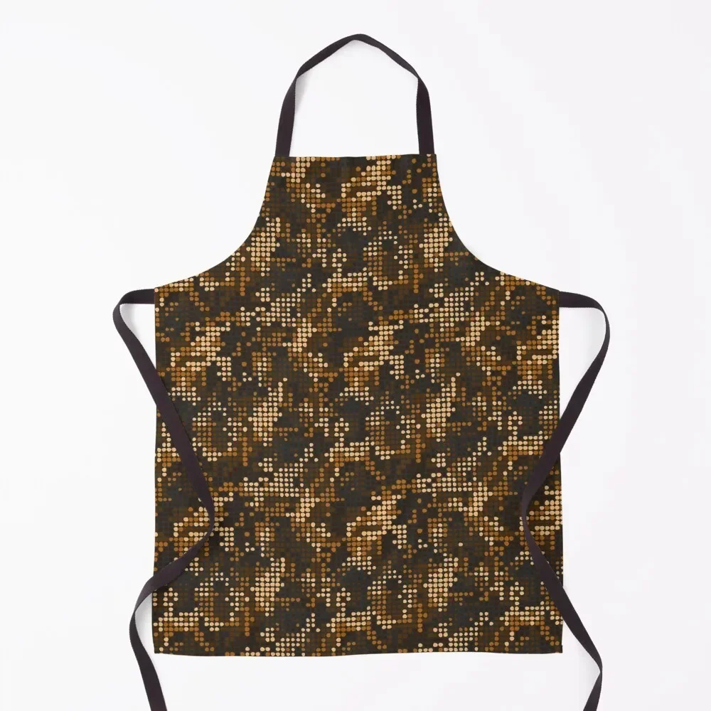 

Luxury disco design. Golden glitter camo, halftone background with orange shining dots. Apron man chef uniform Waterproof Apron