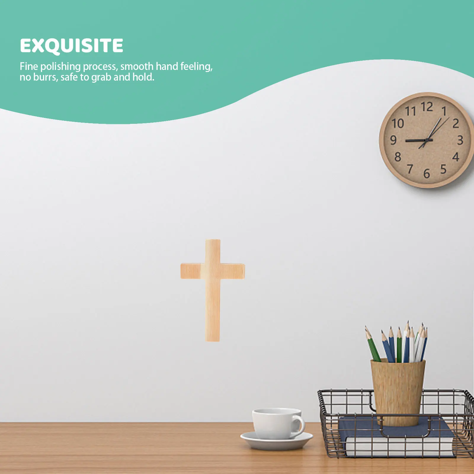 

Wood Cross Hanging Ornament Home Decoration Religious Cross Decor Desktop Craft Fine Polishing Smooth Touch