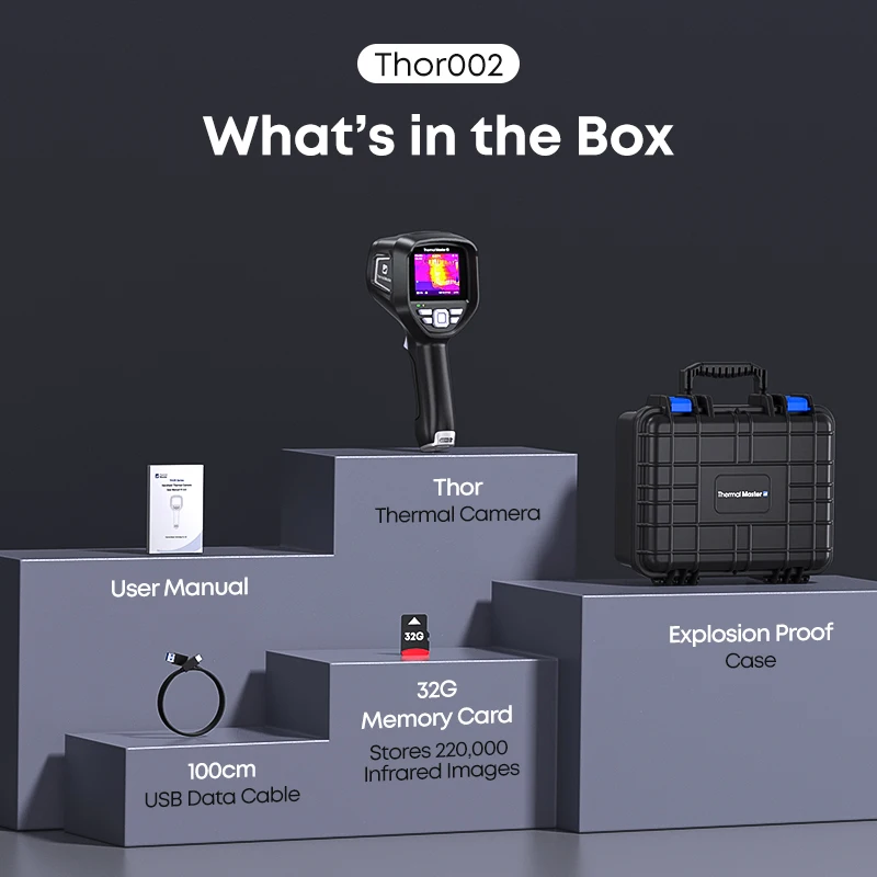 Thor002 512x384 draagbare warmtebeeldcamera, -20 ℃ ~550 ℃ Thermografische camera voor het detecteren van waterlekken en warmteverlies in HVAC-systemen.