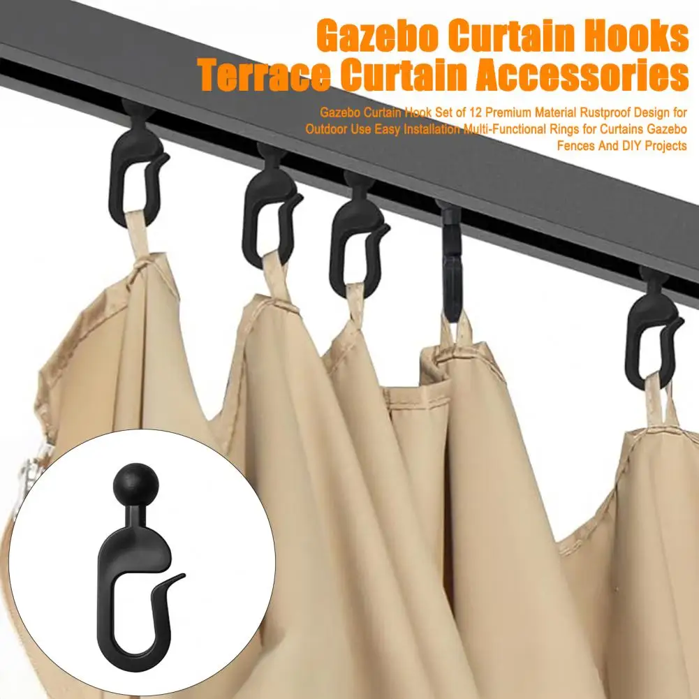 30/50 قطعة البلاستيك أكشاك الستار هوك متعددة الوظائف في الهواء الطلق فندق البعوض المعاوضة الأسود الستار المسار السنانير أكشاك اكسسوارات