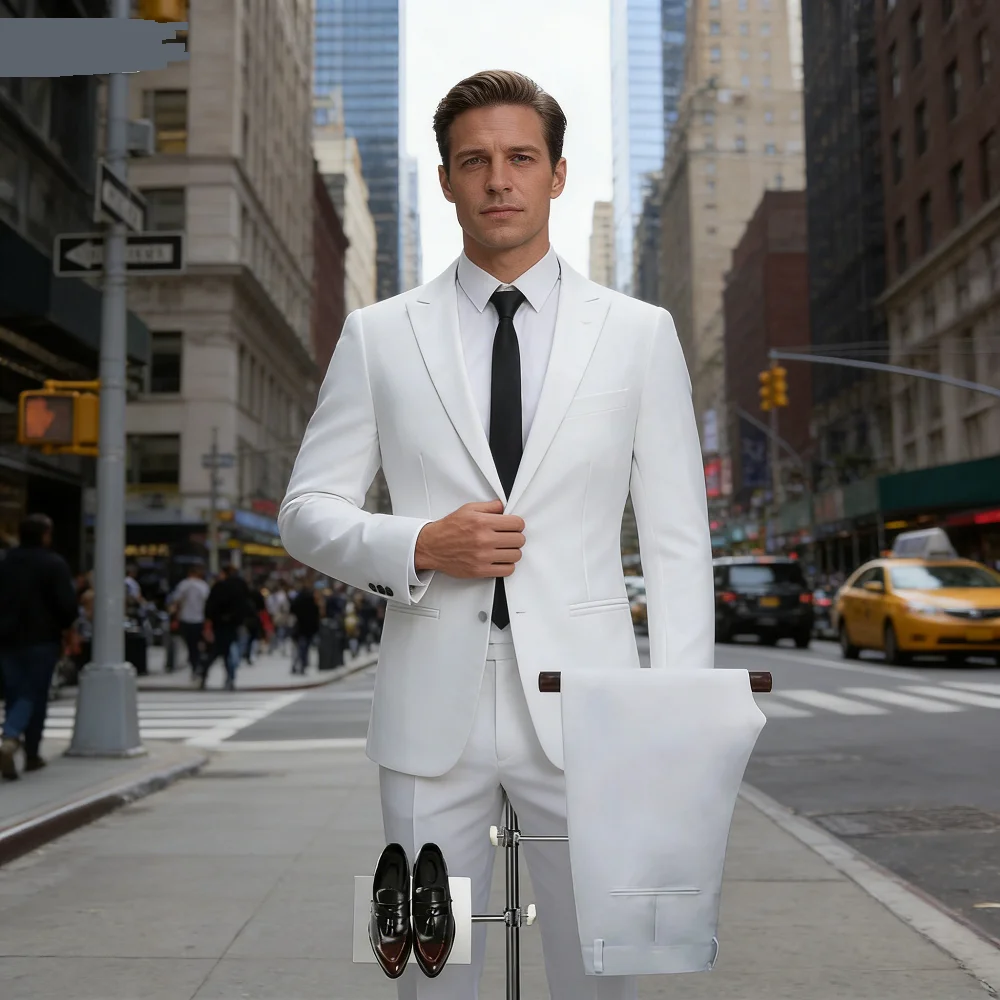 

Men's Casual Business Suit Set Fine Fit Two-Piece Fashion Autumn Winter Korean Style Comfortable Breathable Formal Wear