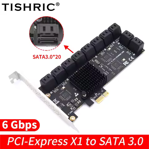PCIE Sata Expansion Card PCI E 1X 4X 16X To 2/4/6/8/10/16/20/24 Port Sata3.0 Adapter PCIE SATA Controller PCI Express Multiplier