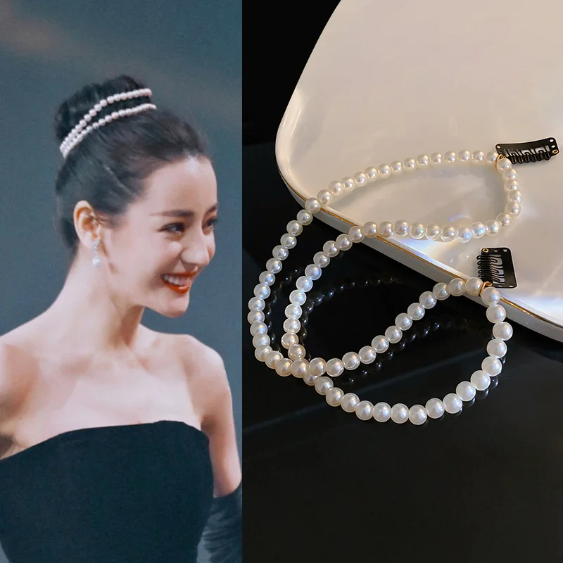 Diademas de perlas de imitación, pinzas para el pelo con cuentas redondas elegantes, accesorios para el cabello, joyería de estilo chino