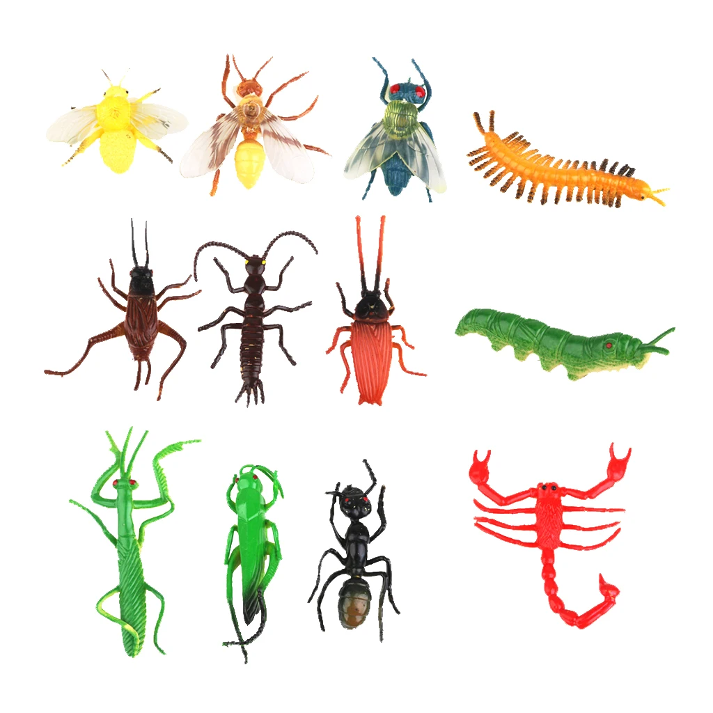 12 Plastic Halloween Insect Model Scorpion Fly Trick Prop