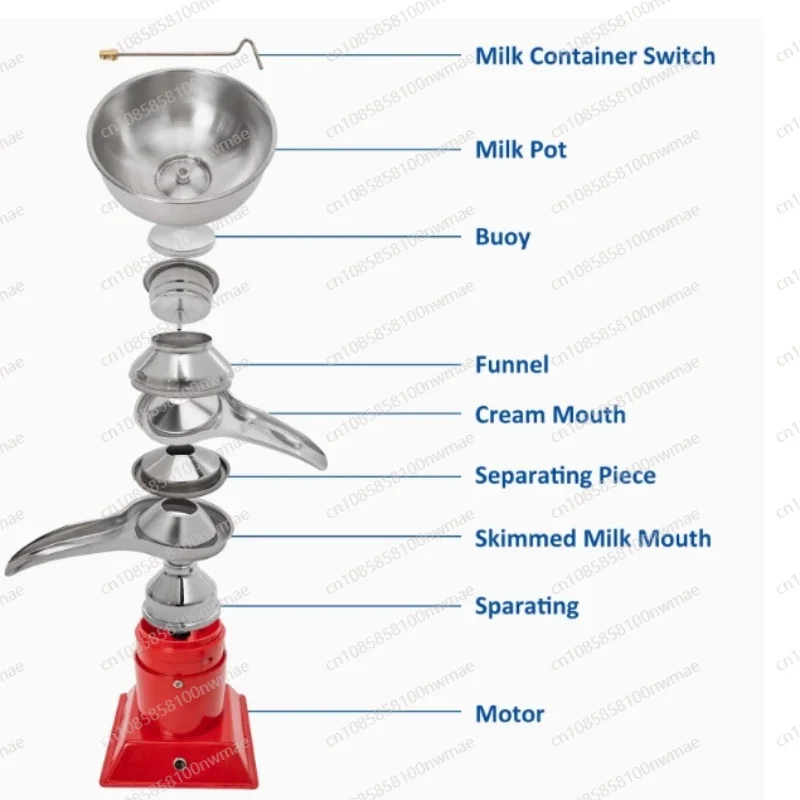 Aluminum alloy manual milk separator ghee machine small disc separator milk pot-Red round bottom