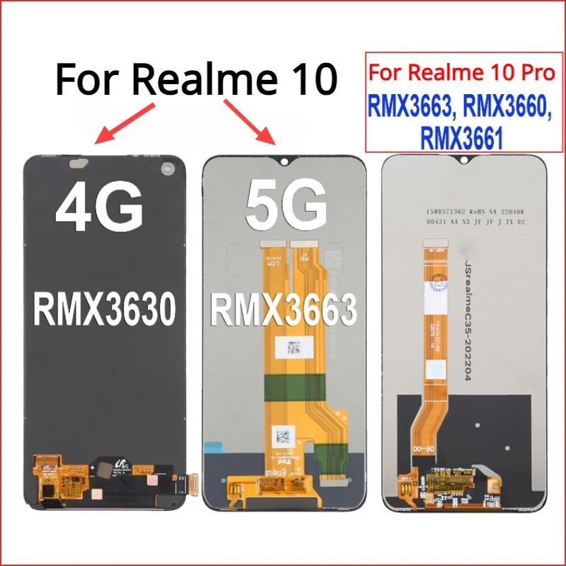 For OPPO Realme 10 Pro 5G RMX3663 RMX3660 RMX3661 LCD Display Touch Screen Digitizer Assembly