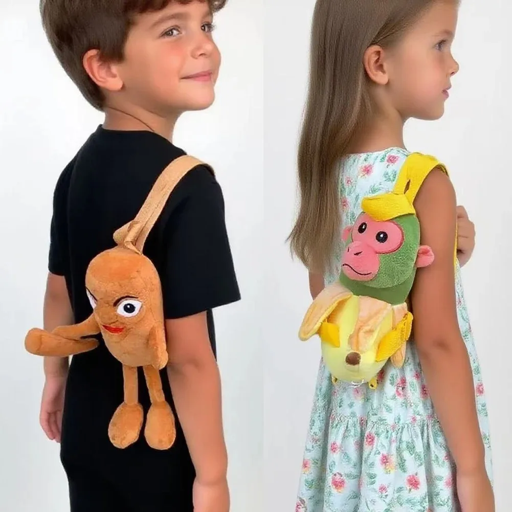 Niedlicher Plüsch-Rucksack, italienischer Brainrot Tralalero Tralala Tung Tung Sahur, Kinder-Hai-Rucksack, Geldbörse mit Schultergurt