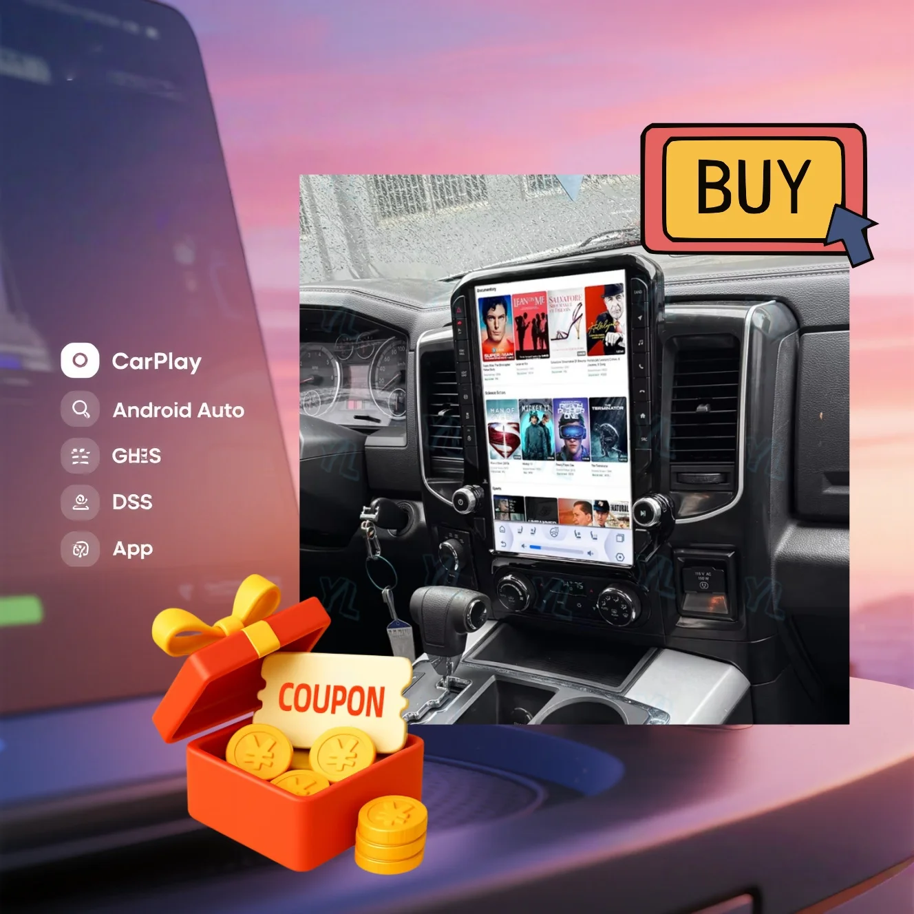 

Car Radio Stereo For Dodge Ram 1500 2500 2008-2012 Carplay Android 14. Car Multimedia Video Player Auto GPS Carplay Unit Screen