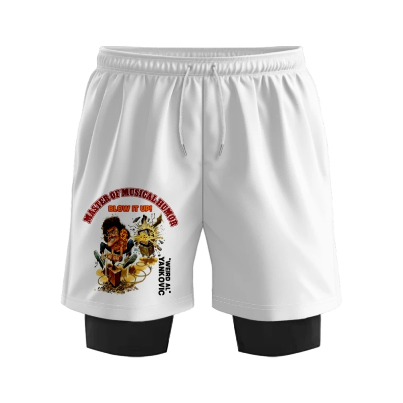 Yankovic Merch Print Поддельные две шорты Косплей Женщины Мужчины Мода Повседневная Уличная одежда