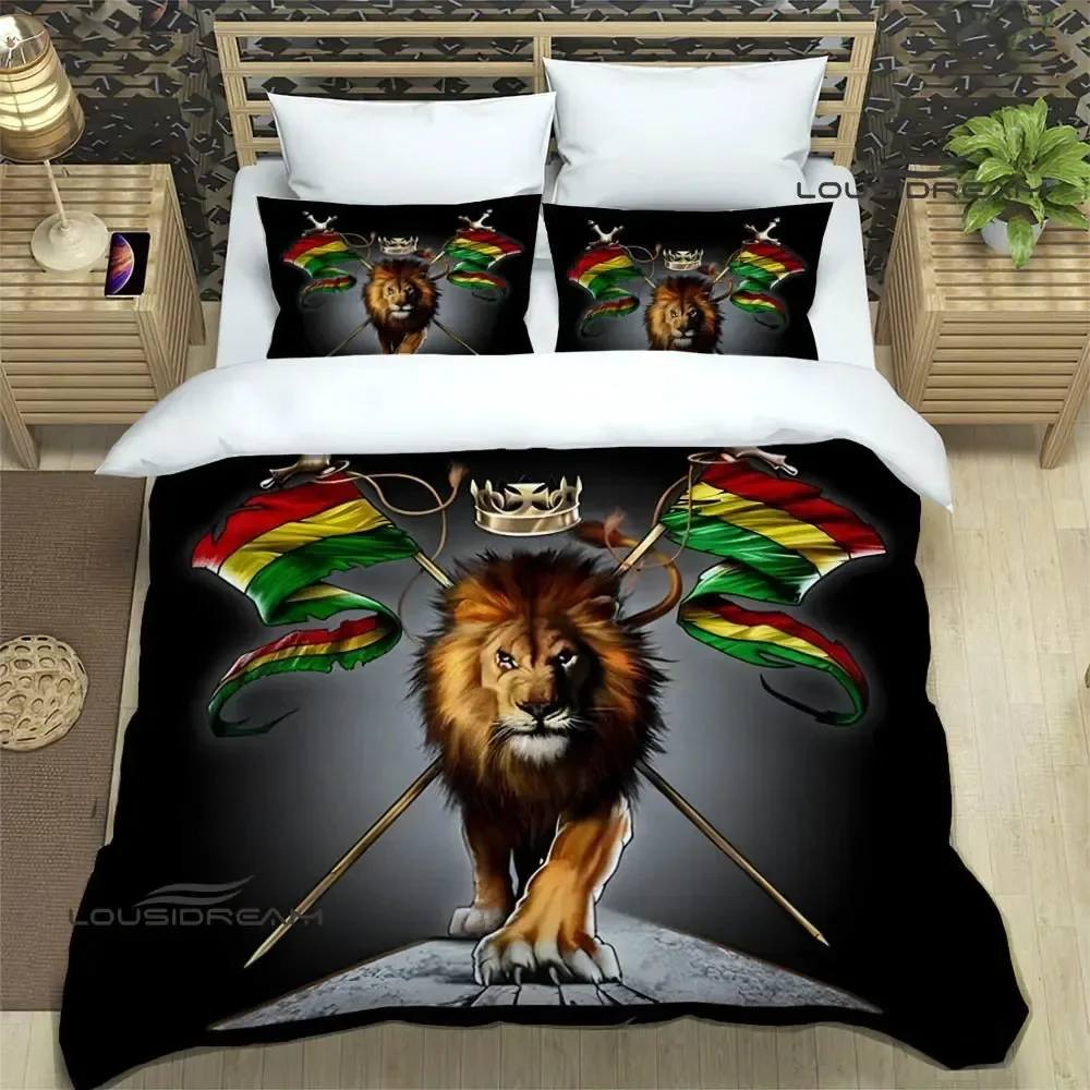 Bob Marley Lion Maple Leaf Bedding Sets exquisite supplies set duvet cover bed comforter set bedding set luxury birthday gift