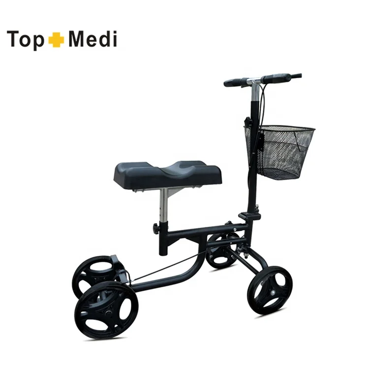 Outdoor high-carbon steel 4 wheels Folding knee rollator scooter walker knee support