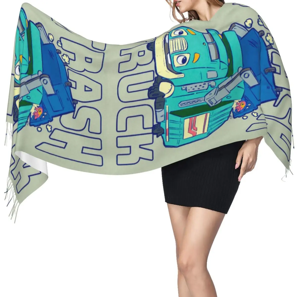 

Мультяшный шарф Netflix, шарфы с кисточками для женщин, мягкие теплые шали и накидки, длинная осенне-зимняя шаль