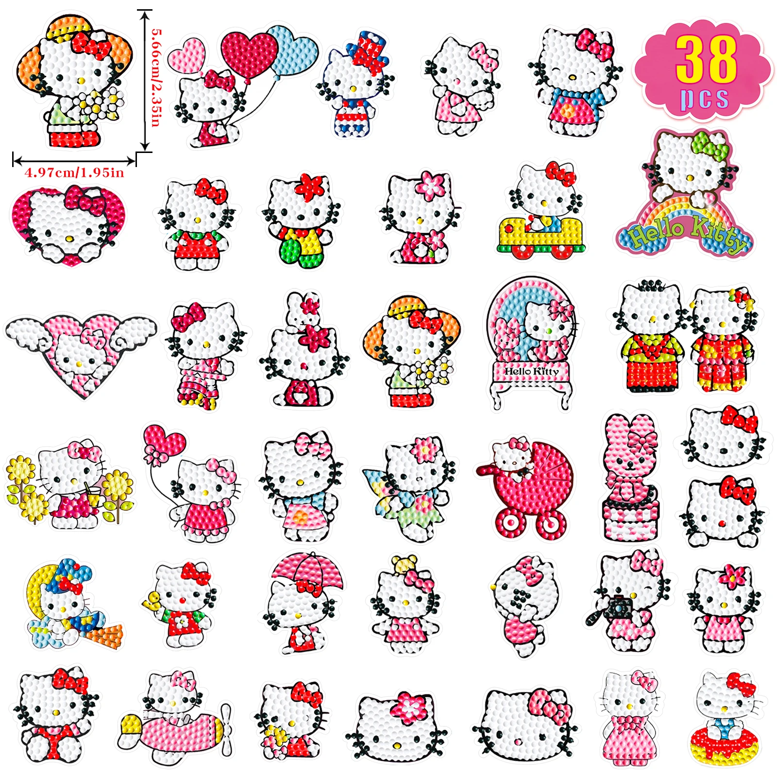 

DIY Diamond Painting Anime Hello Kitty My Melody Handmade Point Drill Make Material Decorations Beneficial for Concentration