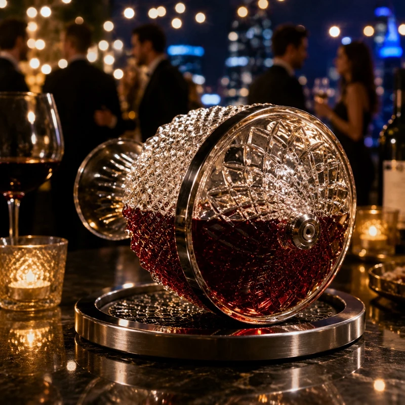 ABUN 1500ml Red Wine Decanter, Lead-Free Crystal Glass Wine Carafe, 360° Rotating Decanter for Whisky, Gift for Men