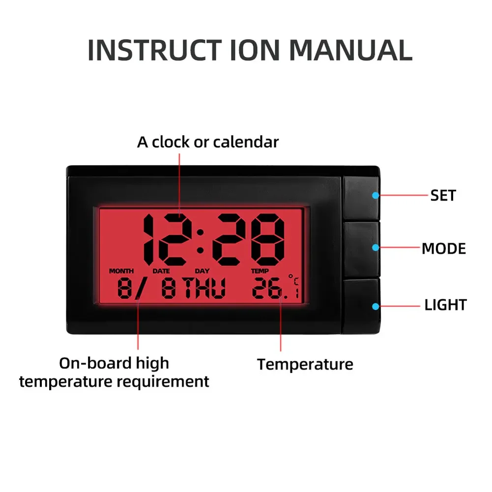 Reloj Digital Universal para automóvil, pantalla LCD, temperatura electrónica, decoración noctilucente, fecha 2 en 1, 3 colores