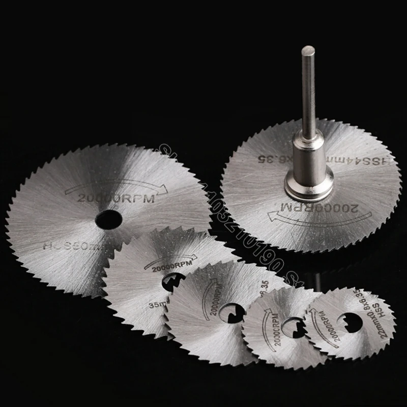 6pc Mini HSS Circular Saw Blade Discs Rotary Tool Electric Grinding Cutting For Cutter Wheel Set Power Wood Plastic With Mandrel