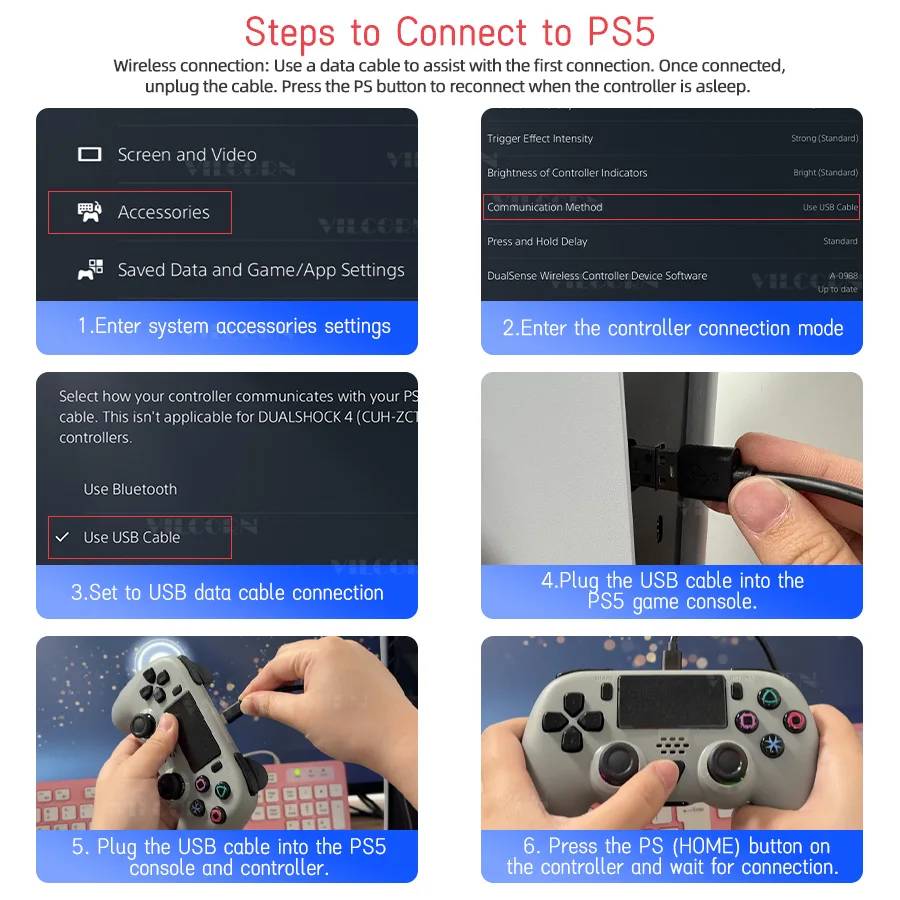 Wireless Gamepad for P5 Wired Game Controller for P5/P5 Slim/P5 Pro Joystick with Macro Programming
