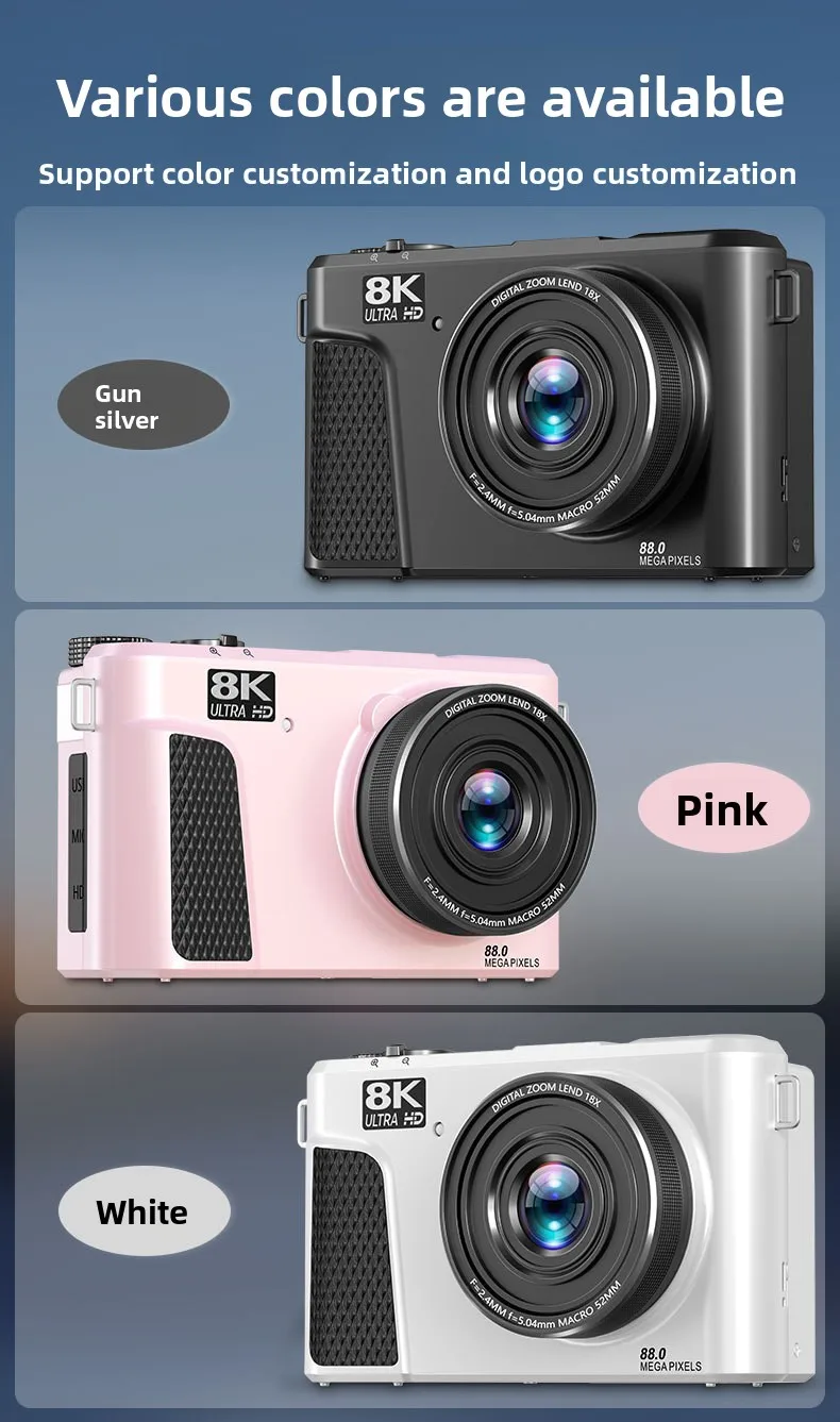 Micro câmera de movimento único 88 megapixels selfie 8k câmera digital de vídeo fotografia profissional go pro câmera de ação consola