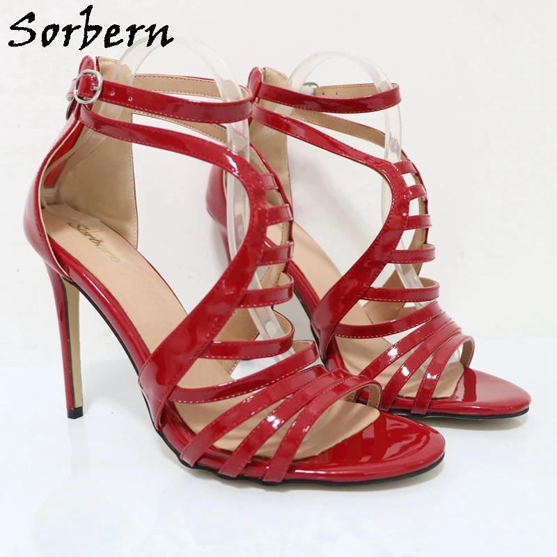 Sorbern Multi Color Snake Print Women Sandals High Heel Rear Zippers Summer Shoes Ankle Strap Ladies High Heel Shoes