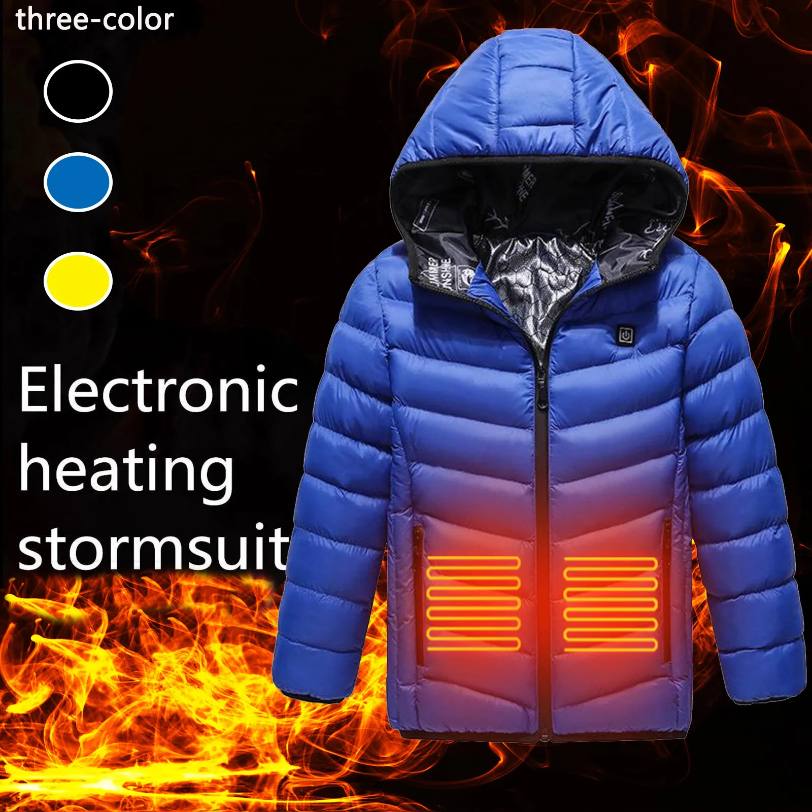 Winter Hooded Jacket For Children USB Charging Jacket Winter Heated Coat Electric Thermal Clothing Kid Washable Hiking Jacket