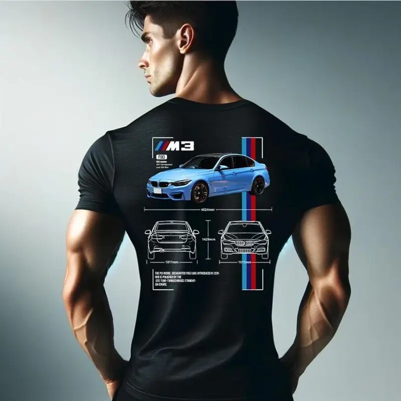 

Men's Summer Motorcycle Bmw M3 F80 T-shirt For Man Gift And Car Lovers Round Neck Quick-drying Absorb Sweat Tees Top
