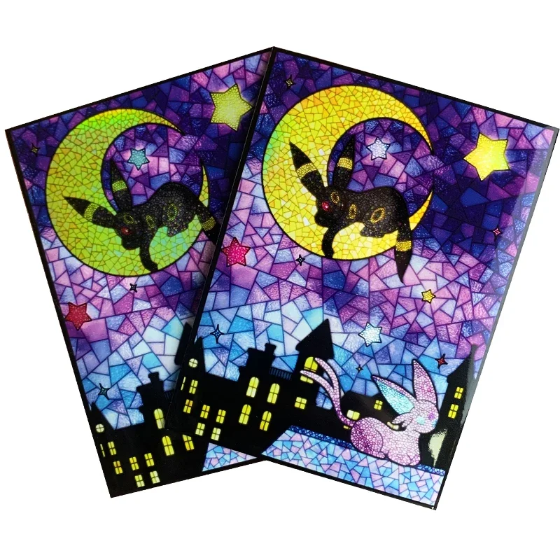 60Pcs/Set 66x91mm Anime Pokemon Card Game PTCG Card Sleeve Church Stained Glass Style Espeon Umbreon Collectibles Gift Toys