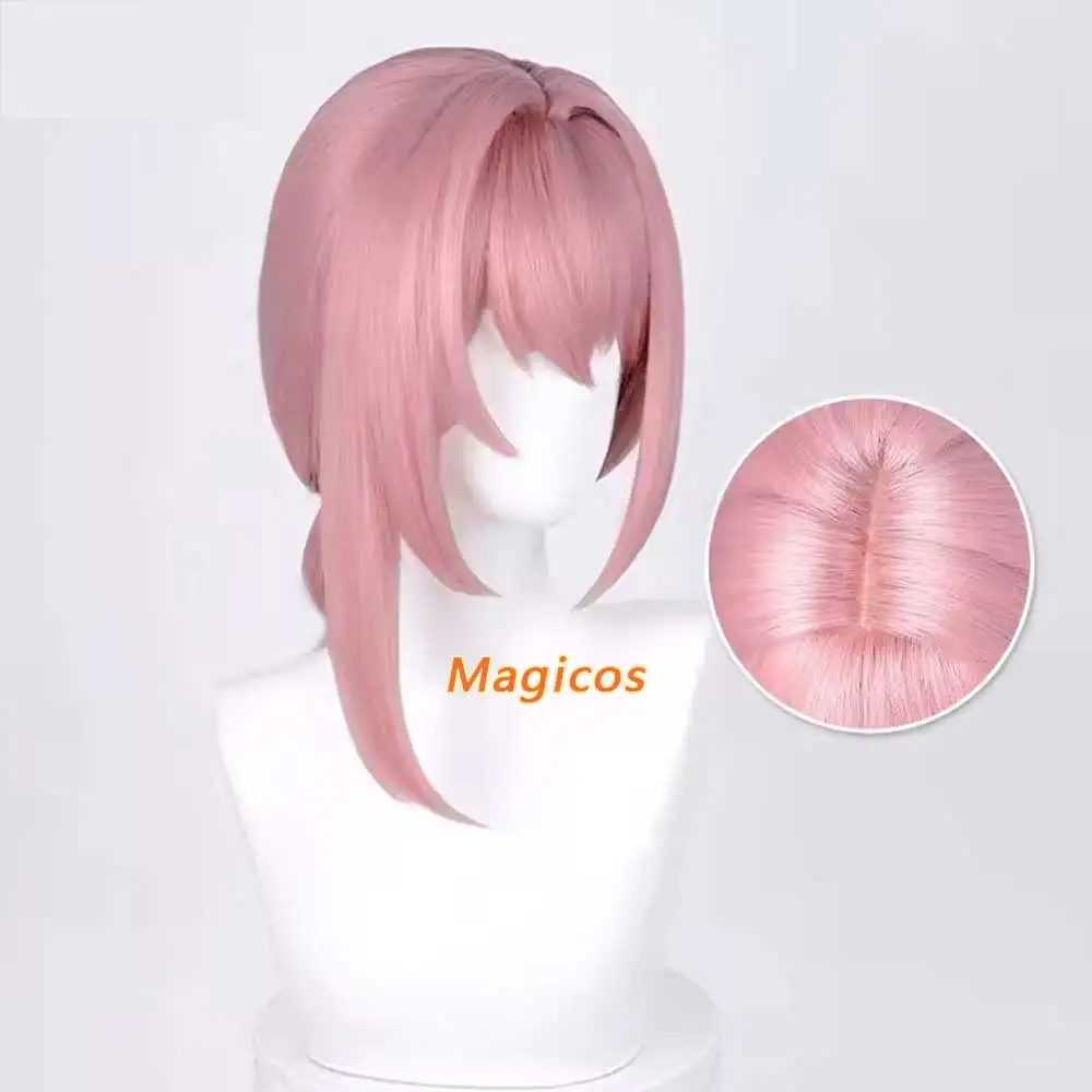 لعبة ZZZ Tsukishiro Yanagi شعر مستعار تأثيري طويل مضفر الوردي شعر مستعار مقاومة للحرارة بيروكات صناعية + غطاء شعر مستعار
