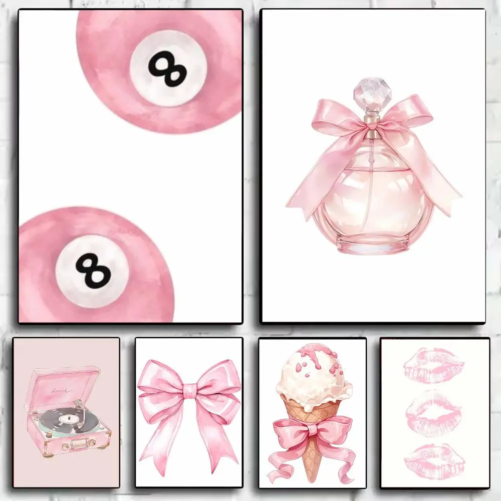 Pink Billiards Cherry Perfume Y2K Poster Wall Art Prints for Bedroom Living Room Office Home Decoration Hanging Artwork Gift