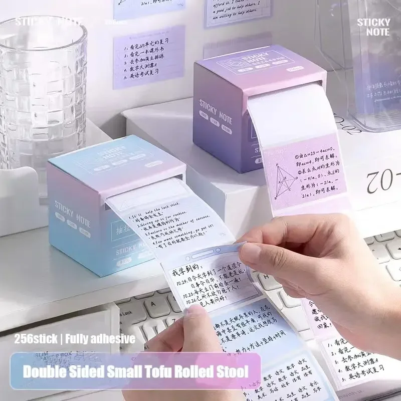 256pcs/Box Fully Adhesive Tearable Sticky Notes Stickers, Pull-out Sticky Notes 8 Formats Ideal for Office Student and Home Use!