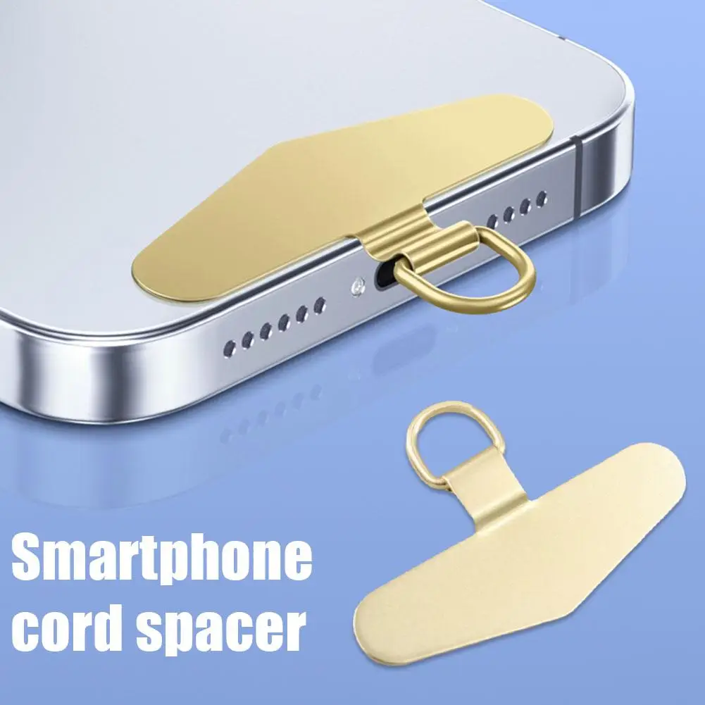 4pcs Universal Stainless Steel Phone Lanyard Gasket Patch Ultra Thin Durable Mobile Phone Rope Card Clip Strap Hang Cord Tab