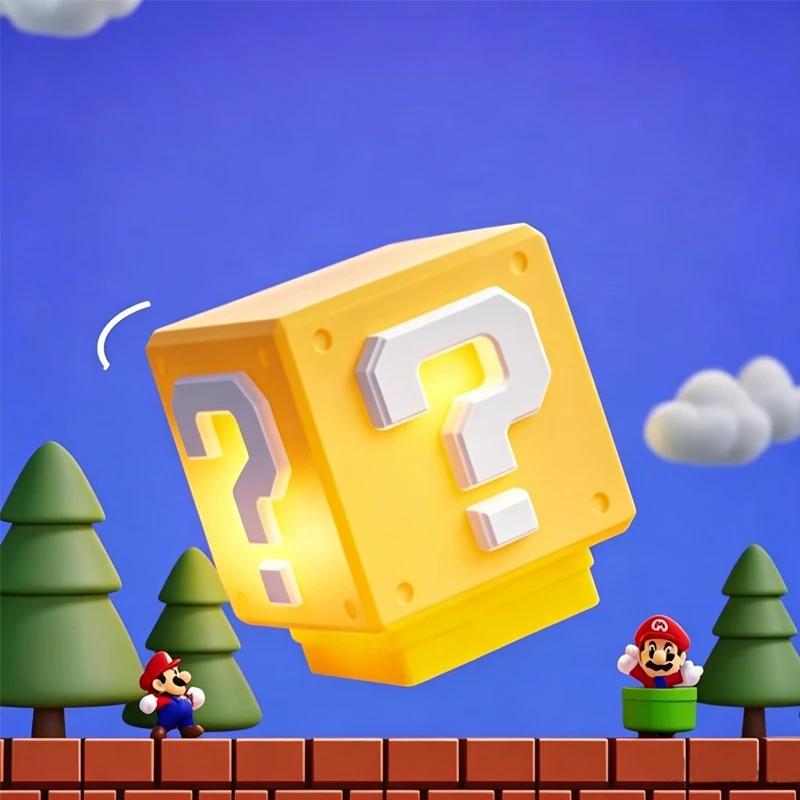 Super Mario Question Block Night Light Soft Warm Led Lamp Usb Rechargeable Bedside Decor Light Gift for Kids Bedroom view 5