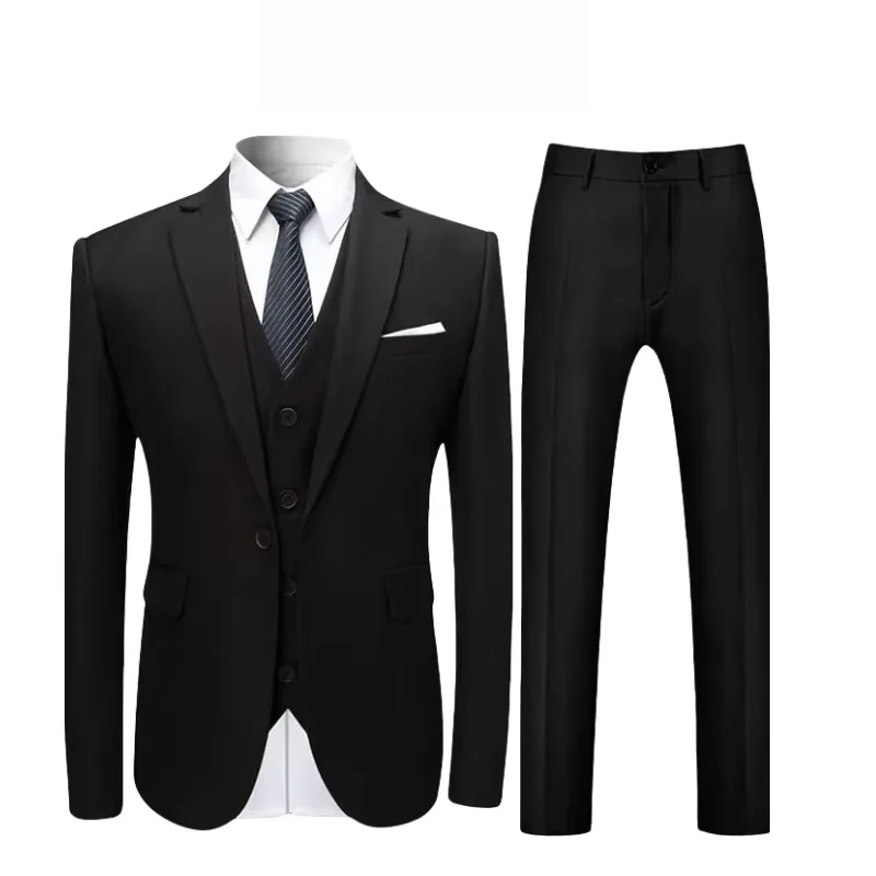 

Custom Slim Fit 3-Piece Men's Suit - Modern Business Wedding Blazer & Vest Set - Tailored Formal Tuxedo for Groom, Party, Prom