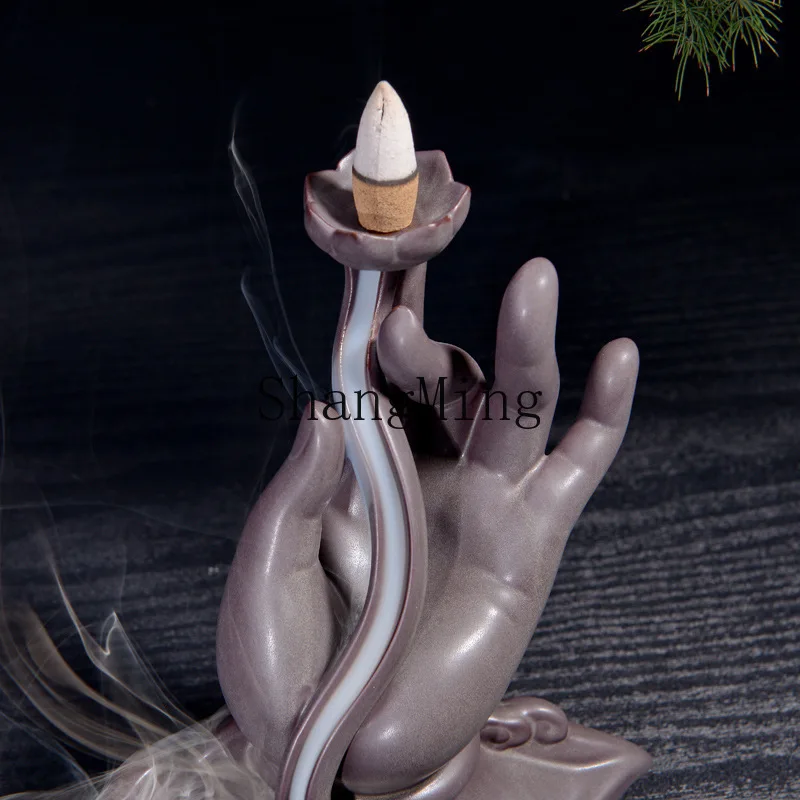 

PYH factory direct sales creative backflow incense burner Bergamot Tathagata Guanyin Zen backflow ornamental