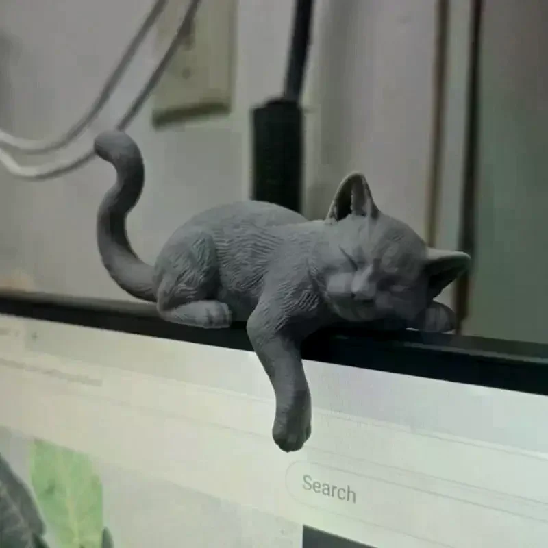 1pcs 3D Printed Lazy Cat Monitor Edge Ornament – Desktop Decor, Lover Gift, Creative & Healing