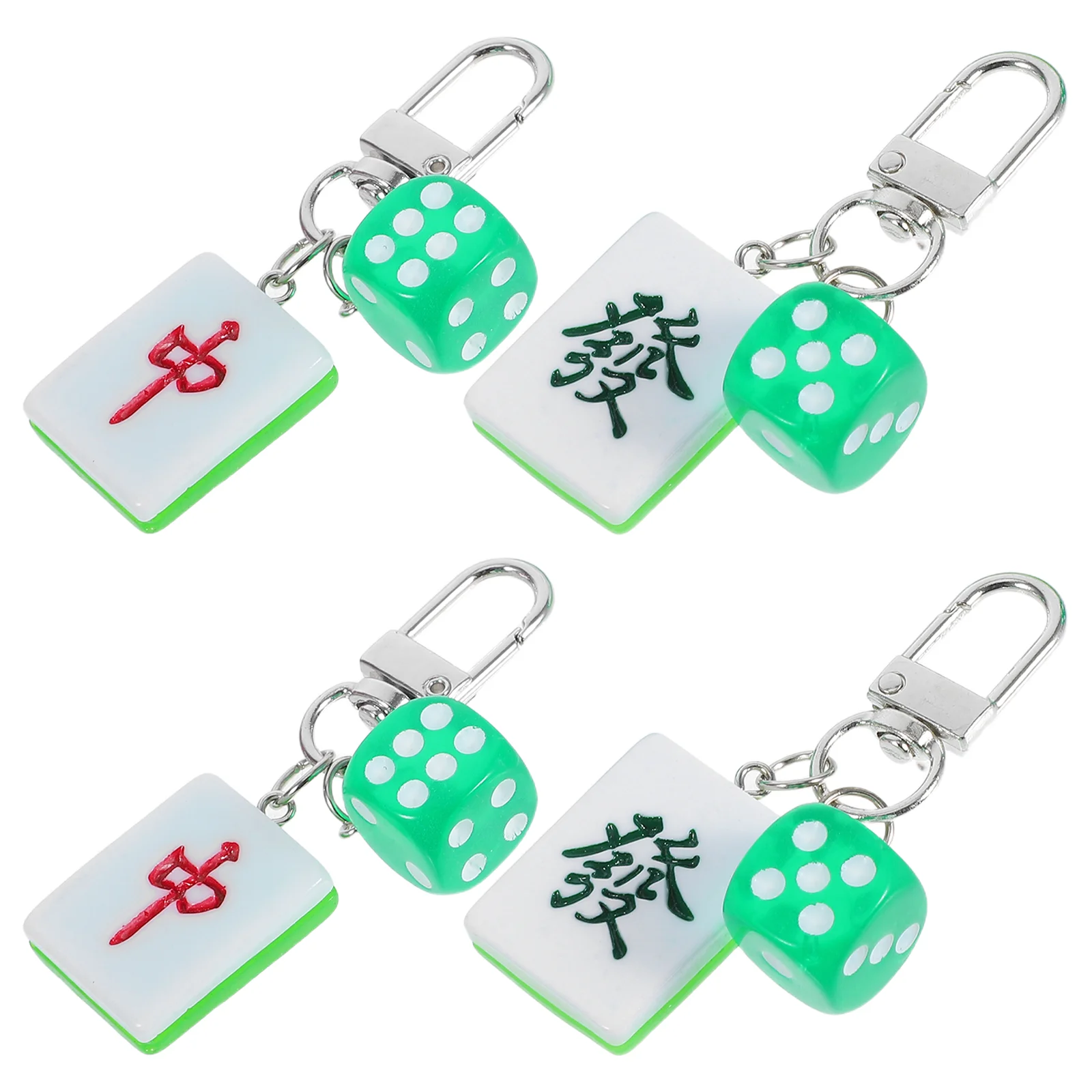 

4 Pcs Keychains Mahjong Decorations Decorate Bag Ring Hanging for Pendant Chinese Style Pendants Miss